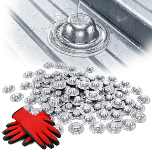 100 Pack Metal Roof Screw Caps Galvalume Screw Cover Caps Rustproof & Waterproof Roofing Screw Caps Seal Over Existing Screw Heads to Prevent Leaks UV Resistant for Harsh Weather (with Gloves)