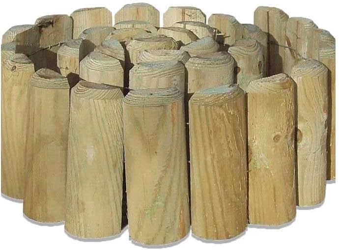 tradefirst 1.8M Wooden Picket Log Roll Border Fence Outdoor Lawn Edging, Garden Edging Border Fence for Flower Beds Paths Decoration, Wood Wire Fencing (2)