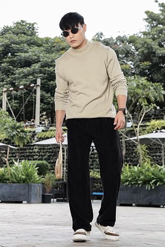 Image of SWADESI STUFF Men's Corduroy Trousers | Mid-Rise Relaxed Fit | Cotton Blend Joggers with Flexi Waistband