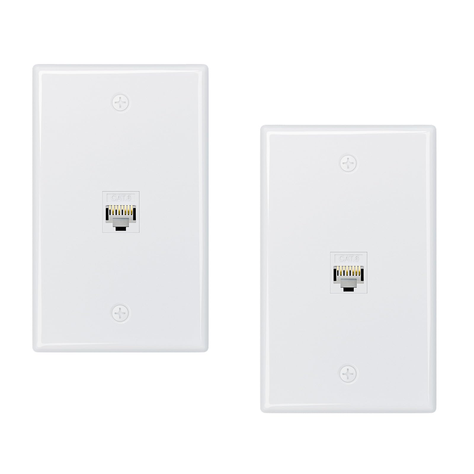 iwillink 2-Pack Cat6 Ethernet Wall Plate, 1-Port RJ45 Wall Plate, White