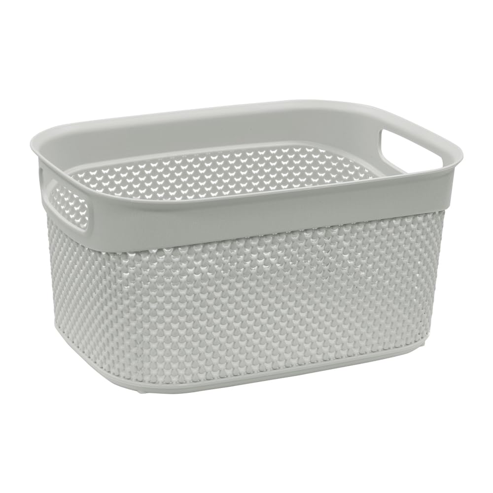 JVL Droplette 9L Plastic Storage Basket, Ice Grey