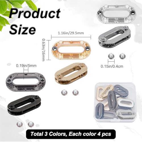 Image of GORGECRAFT 1 Box 12Pcs 3 Colors Screw-in Oval Eyelet Metal Screw Together Grommets Alloy Loop Snaps Bag Handle Connector Findings for DIY Sewing Crafts Clothes Leather Bags Replacement Hardware