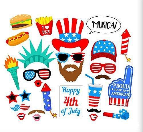 28Pcs 4Th Of July Photo Booth Props, Usa Independence Day Patriotic Party Decorations Selfie Photobooth Props For Photoshoot, Patriotic Cutouts For American Pride, Memorial Day, Veterans Day #TOP4