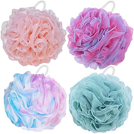 75g/pcs Bath Puffs, Large Body Exfoliating Loofah Shower Sponges for Men and Women Showering - Set of 4