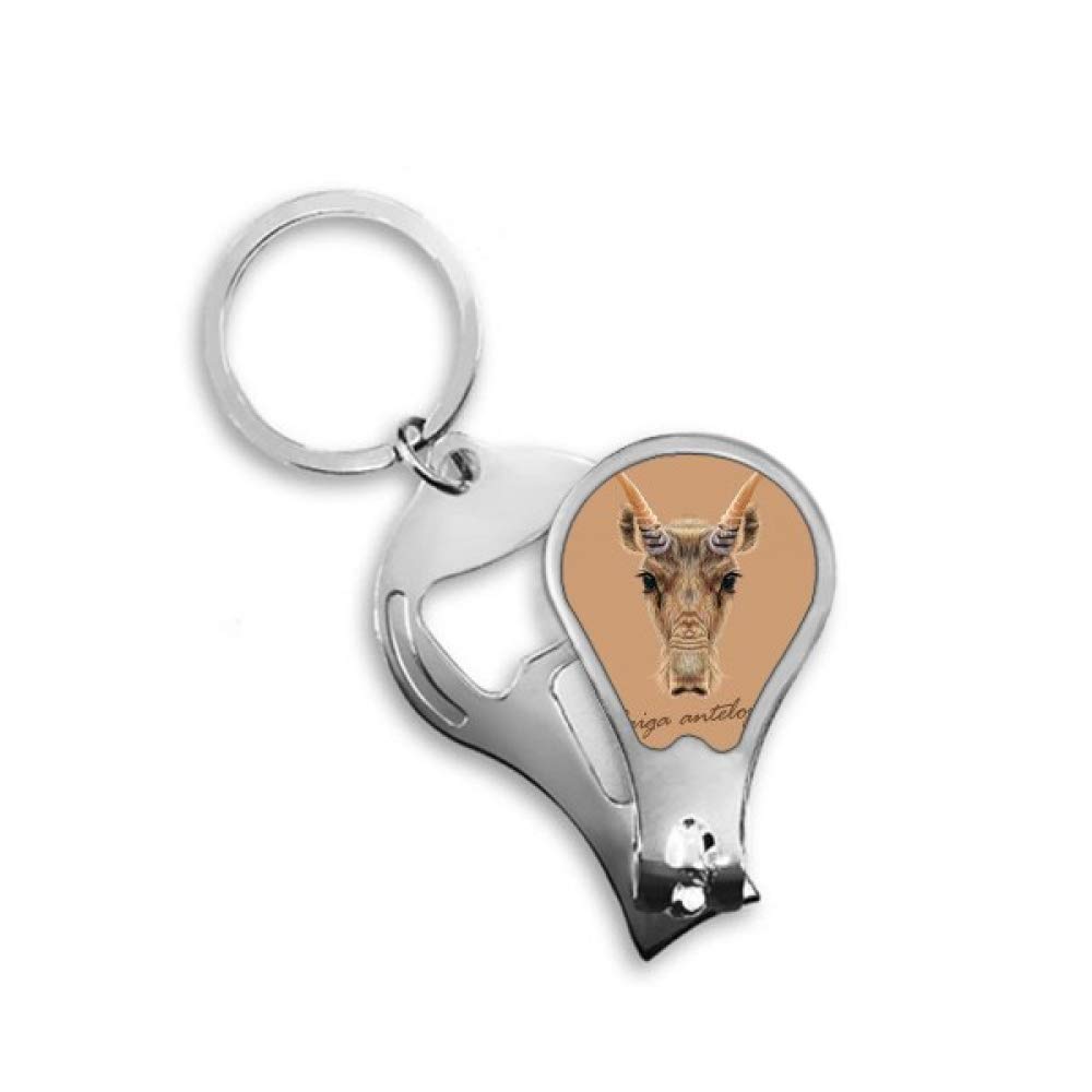 Brown Wild Saiga Antelope Animal Fingernail Clipper Cutter Opener Key Chain Scissor