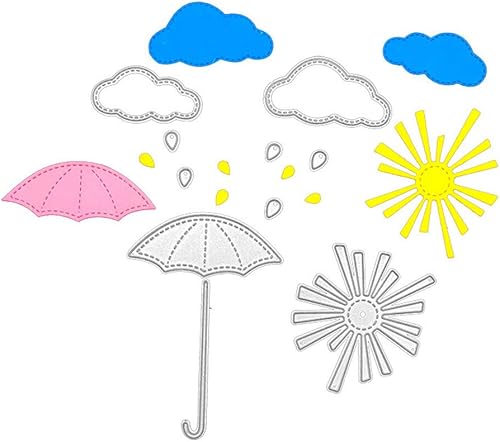 Miniatura 5 de Troqueles de corte de nube de sol de metal, para paraguas de lluvia, plantillas en relieve, molde de plantilla para álbumes de recortes y