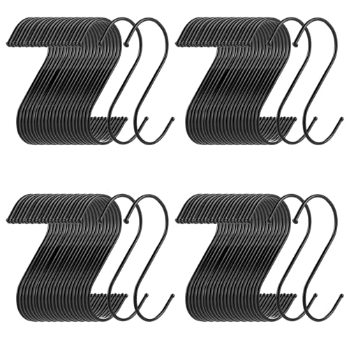 AKOLAFE 100PCS 5” Black S Hooks for Hanging Heavy Duty