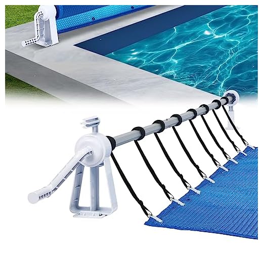 JOIEYOU Pool Aufroller Premium, Aufrollsysteme für Poolfolien, Aufrollsystem Poolaufroller für Solarabdeckung inkl. Bänder, Aufrollvorrichtung für Aufroller Poolabdeckung, Pool Zubehör, 1.05-6.15m