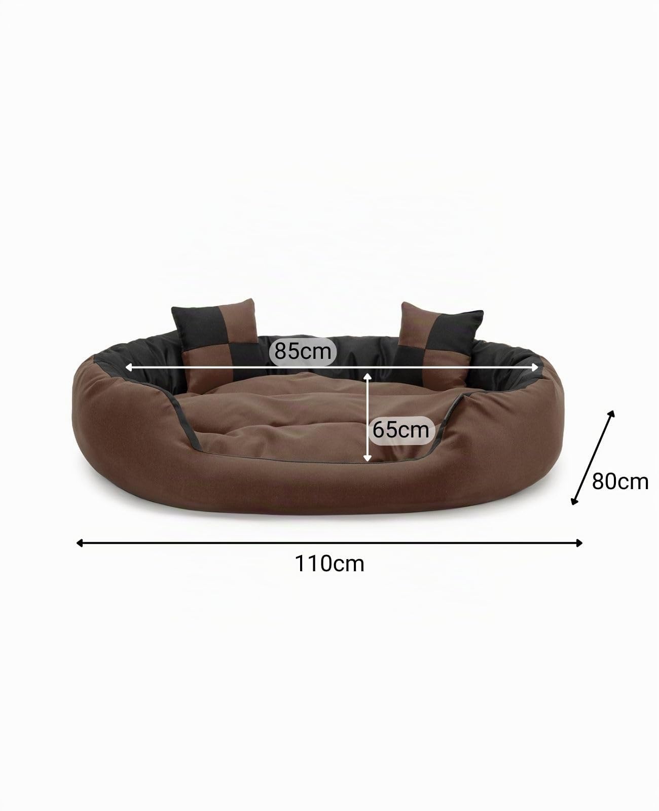 lionto Hundebett 4-in-1 mit Wendekissen, 110 x 80 cm, Schwarz