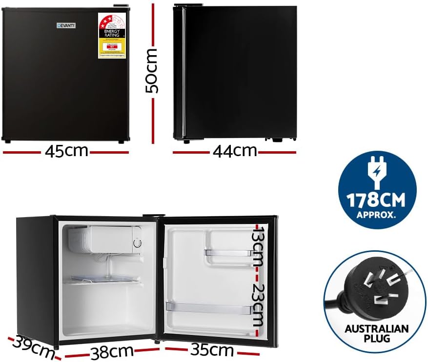 48L Bar Fridge Mini Freezer Refrigerator Cooler Home Office Black