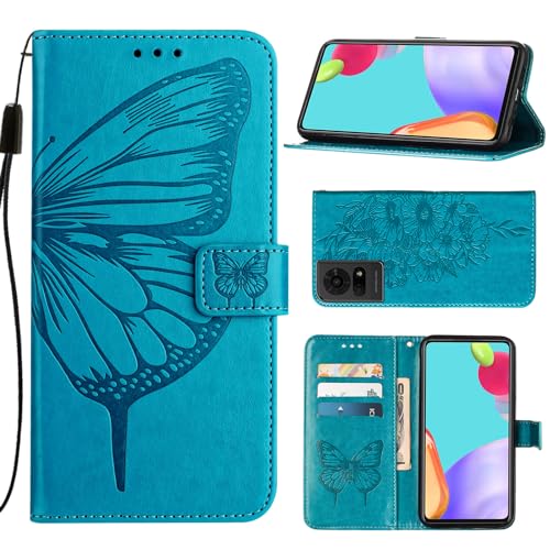 Covthch Compatible with TCL 50 LE Phone Case TCL 50LE Case TCL 50 LE T510SPP 2024 Wallet Phone Case [Butterfly Pattern Magnetic Leather Wallet Flip Case with Credit Card Holder Kickstand] -blue