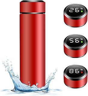 Thermos Flask, 500ml LED Temperature Display Water Bottle Vacuum Insulation Cup 304 Stainless Steel Leak Proof BPA Free for Home, Office and Travel