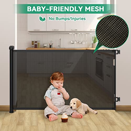 Retractable Baby Gate, 33" Tall, Extends Up To 55'' Wide, Child Safety Baby-Gate, Dog Gate, Pet Retractable Gates For Stairs, Doorways, Hallways, Indoor And Outdoor #TOP1