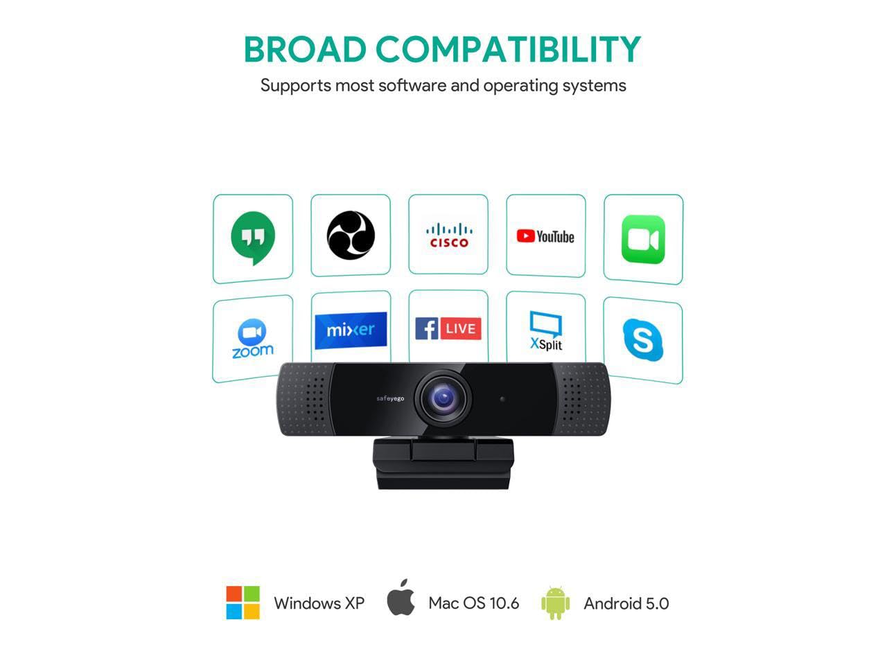 Cámara web HD Pro, videollamadas Full HD 1080p/30fps, audio estéreo claro, corrección de luz HD, funciona con Skype, Zoom, FaceTime, Hangouts, PC/Mac/Laptop/MacBook/Tablet, color negro