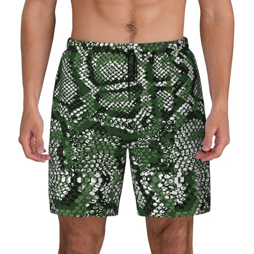 Green Snakeskin Funny Men's Swim Trunks Board Shorts Quick Dry-