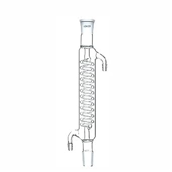 Serpentine Condenser Lab Glassware Condenser Outer Diameter 35mm Opening 24mm Length 200mm Suitable for Vertical Distillation or Backflow Devices