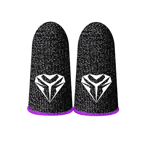 Kexpery 1 par de fundas para dedos de juegos para PUBG, transpirables, a prueba de sudor, antideslizantes, cubierta de dedos, guantes para el pulgar para juegos móviles (morado)
