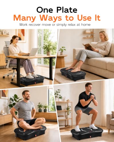 Image of Vibration Plate Exercise Machine for Lymphatic Drainage, 200 Speeds Vibrating Fitness Platform for Full Body Workout and Weight Loss, 300 Lbs Capacity with Resistance Bands for Women Men