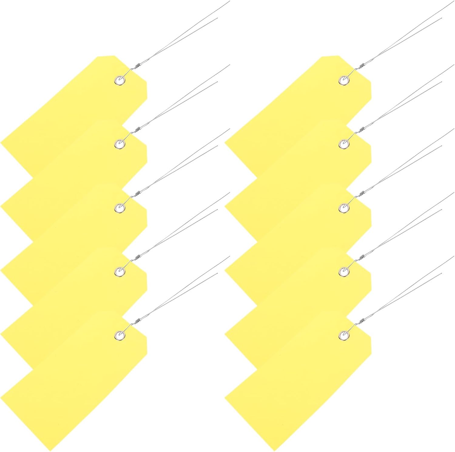GALPADA 100pcs Yellow PVC Shipping Tags with Iron Wire, Writable Luggage Label Tags 6x12cm for Suitcases, Backpacks, and Travel Bag Identification