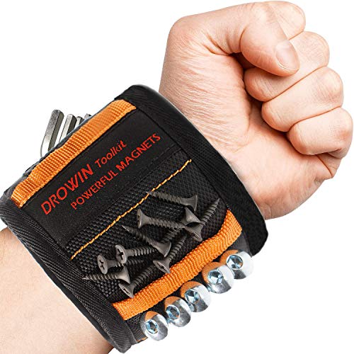 Magnetic Wristband,Cool Mechanic Gifts for Men,15 Powerful Magnets Tool Belt for Holding Screws,Nails,Bolts,Drill Bits,Fasteners,Scissors - Tool Organizers Holsters for DIY Handyman,Grandpa,Dad,Father