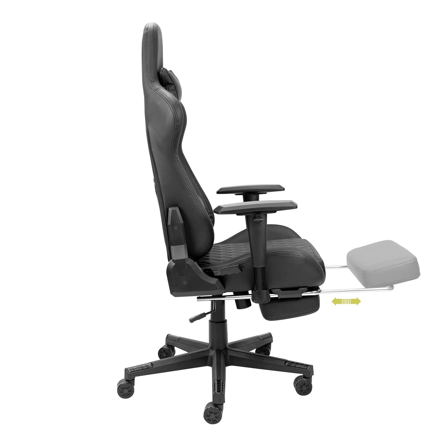 Silla Gaming de Ordenador Dark con Reposapiés y Asiento de Nylon Color Negro