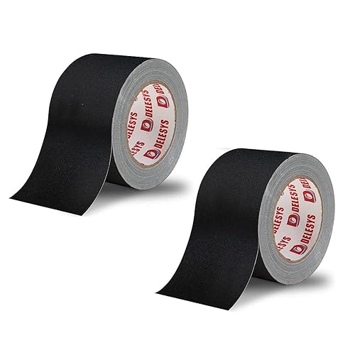Miniatura 1 de DELESYS Cinta Gaffers resistente, cinta negra impermeable con acabado mate, sin residuos, fácil de rasgar para la gestión de cables (paquete de 2  2