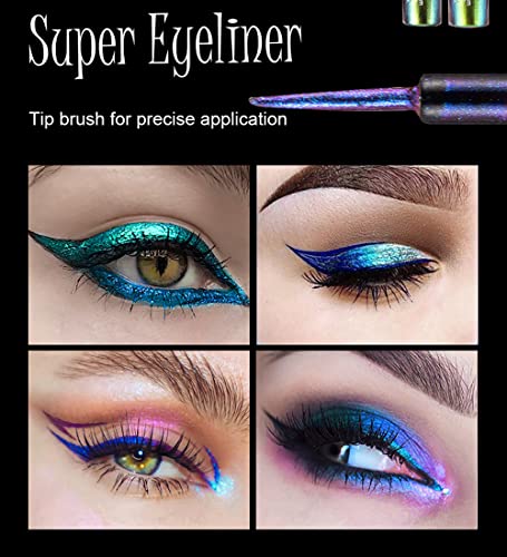Mysense Chameleon Liquid Glitter Eyeliner, Metallic Satin Eyeliner Liquid Liner Multi-Reflective Sparkle Finish, Smudge-Proof Long-Lasting Glitter Eye Shadow Makeup, 05 Purple Blue #TOP1