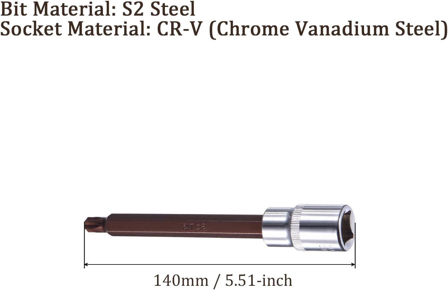 Torx Bit Socket - [1/2" Drive x T45 Bit] Chamfered Design Greater Torque Long Driver Torx Bit for Automotive Machinery Repair Hand Use|CR-V, S2 Steel