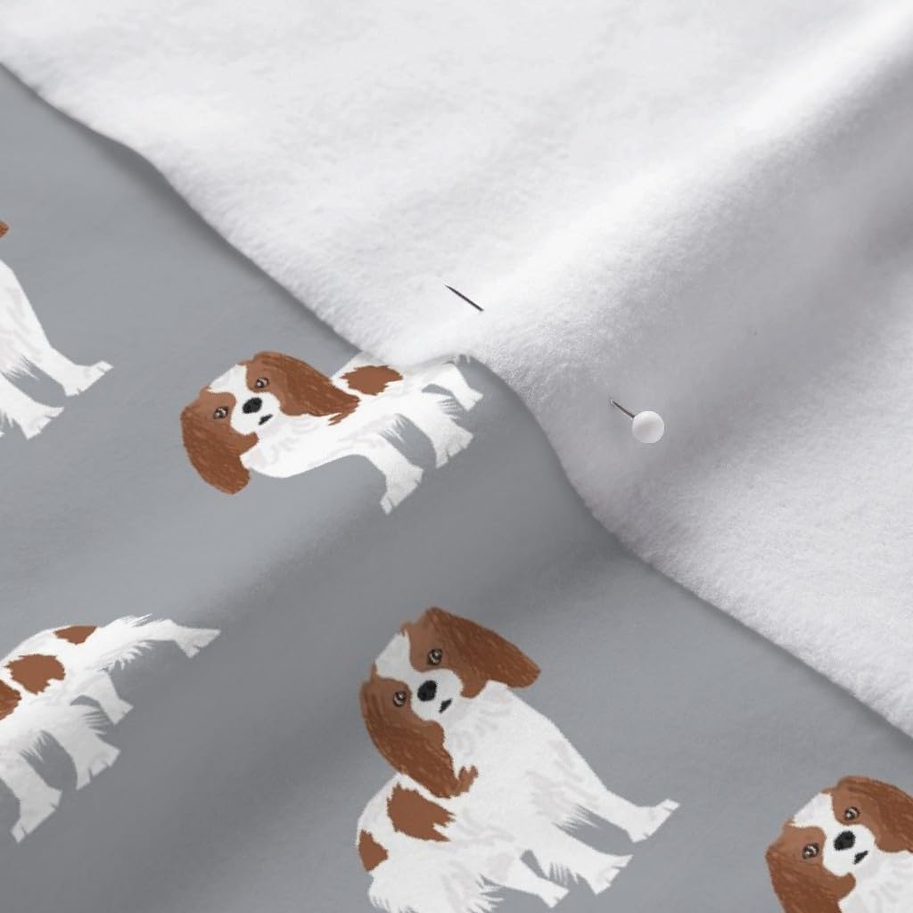 Spoonflower Fabric - Cavalier King Charles Spaniel Dog Spaniels Dogs Pet Portrait Printed on Polartec(R) Fleece Fabric by The Yard - Sewing Blankets Loungewear and No-Sew Projects