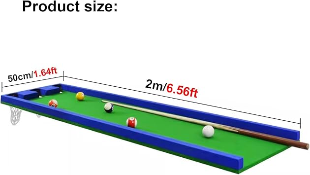 Portable Billiard Pool Table, Miniature Pool Practice Table with Folding Table Legs, for Beginner Recroom Livingroom (Color : Blue1, Size : 2x0.5m/6.56x1.64ft)