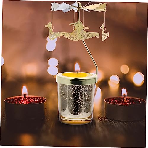 Cabilock 1 Pc Swivel Glass Candle Holder Rotating Glass Candle Holder Creative Candlestick Tea Lights Candle Holders Decor Metal Art Glass Stand Rotating Candlesticks Candlestick Holder Led