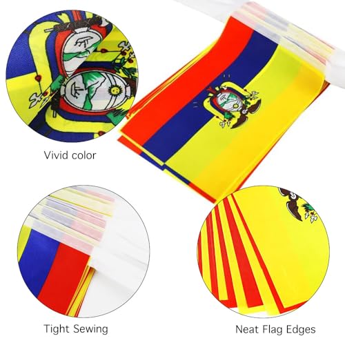 Image of Ecuador Flags Ecuadorian String Flag Banners for Patriotic Events Independence Day Sports Bars Inside Outside Decorations 33 Feet 30 Flags