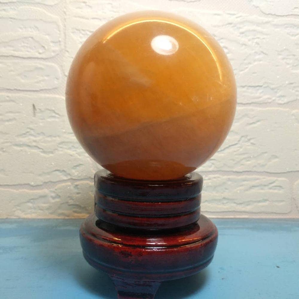 Cristal Naturel Brut Boule de Calcite Orange Naturelle 8CM avec pierres de base pour collection