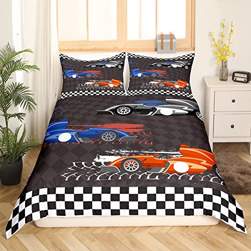 Housse de couette voiture de course King Size en microfibre pour lit double