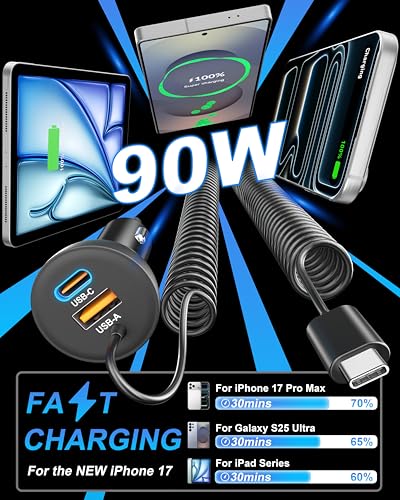 Power-7 90W Coiled Cable Charger