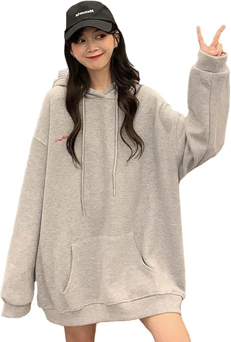 Amazon Co Jp 秋服 パーカー レディース 薄い ゆるい パーカー 韓国 韓国ファッション トップス フード付きパーカー Color Grey Size Large 服 ファッション小物