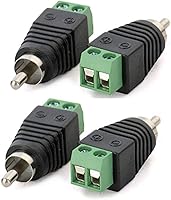 Vista 1 de Phono RCA Male Plug to AV Screw Terminal Audio Video Connector Speaker Wire to RCA Adapter 4-Pack