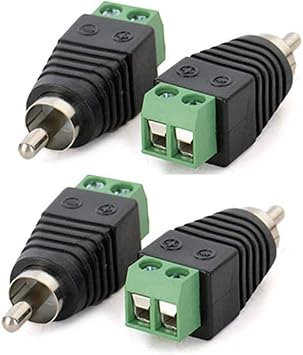 RCA Plug to Speaker Wire Adapter RCA to Screw Terminal Connector 4-Pack