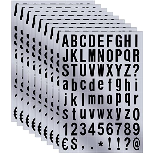 Image of Zonon 8 Sheets Mailbox Numbers Letters Stickers,1 Inch,Black in Silver