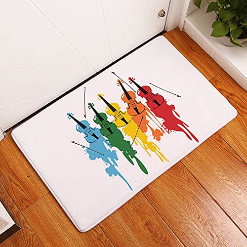 OPLJ Alfombra de Suelo Impresa con Notas de rima Musical para Sala de Estar, baño, Cocina, Entrada, Felpudo Antideslizante A1 50x80cm