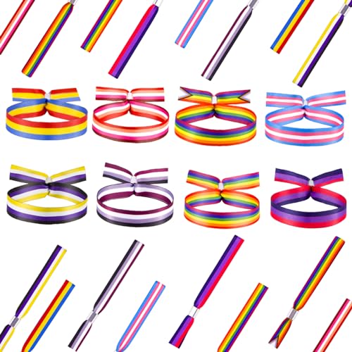 Opakawpop 16 st stolthet armband regnbåge HBT gay armband för kvinnor män assexuell icke-binär Bisexua pansexuell progressiv lesbisk transsexuell armband för stolthet tillbehör festdekorationer, 3E+1
