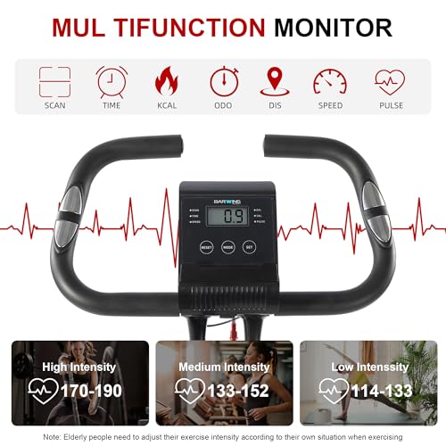 Image of BARWING Foldable Exercise Bike with Magnetic Resistance for Home | 3 IN 1 Stationary Bike with 16 Resistance Levels and 330 lb Capacity for Low-Impact Home Cardio Workouts