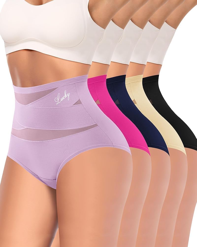 Women's Underwear 4 Pack High Waisted No Muffin Top Tummy Control Ladies Panties Postpartum Briefs Full Coverage