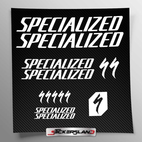 Stickersland® Lot d'autocollants compatible avec le cadre de VTT et le casque | Autocollants pour vélos avec logos | Stickersland® (blanc mat)