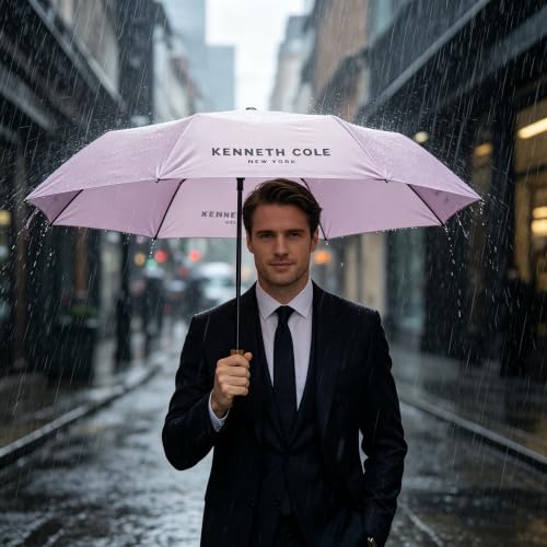 Image of KENNETH COLE New York Folding Umbrella for Men & Women, Auto Open & Close, Lightweight Compact Design, Water Resistant Canopy, Portable Travel for Rain & Sun - KCMUM002