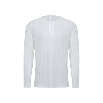 Men's Long Sleeve Casual Henley T-Shirts Slim Fit Rib Knit