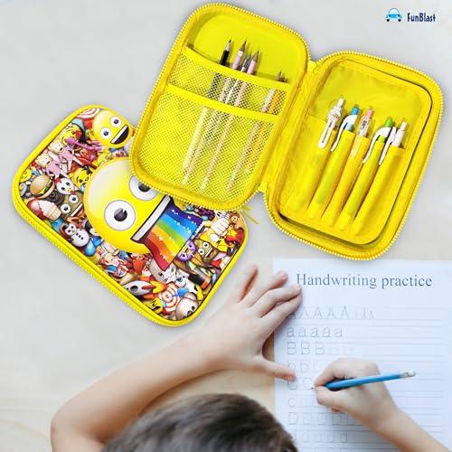 Image of FunBlast Pencil Pouch Case - Smiley Pencil Case, Multipurpose Zipper Pencil Pouch for Kids, Large Capacity Stationary Organizer for School Kid, Pouch for Kid (Multicolor)