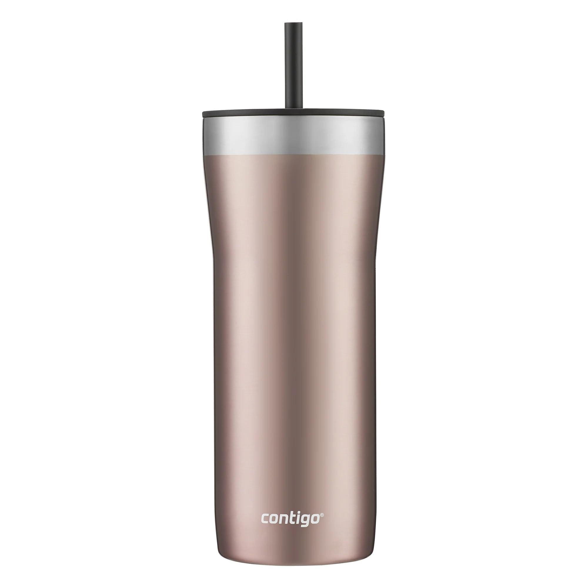 Contigo Gobelet isotherme en acier inoxydable avec paille, 946 ml (champagne/anberry)