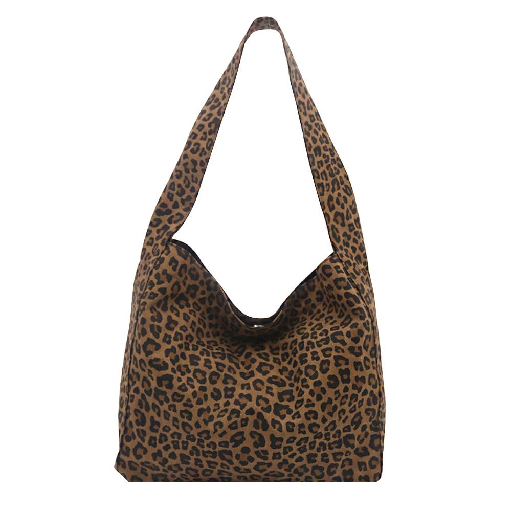 Fourre-tout imprimé léopard pour femme - Sac à main en toile hobo et bandoulière grande capacité