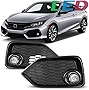 CPW Fog Lights Compatible with [2017 2018 2019 Honda Civic Hatchback/Type r/Si sedan/Si coupe] LED Fog Lamps Replacement Driving LED Fog Lights + Switch + Wiring Kit